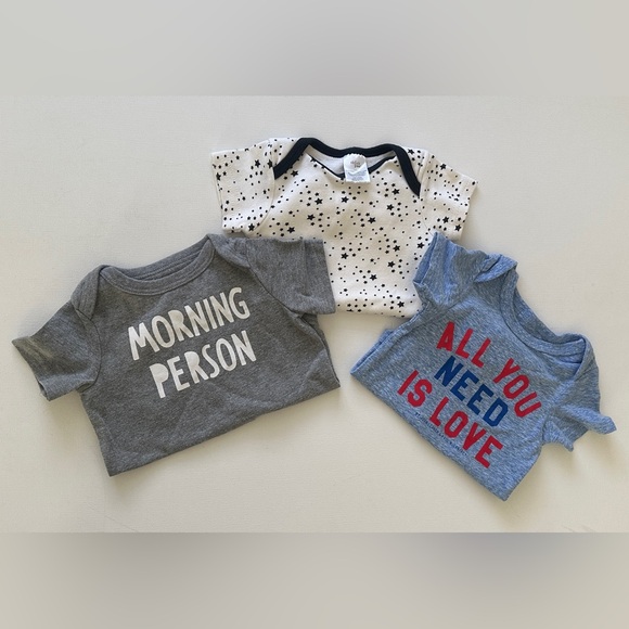 Lyr&c, Cat & Jack and Chick Pea Baby Boy’s bundle three bodysuits.  Size 3-6M. - Picture 2 of 11